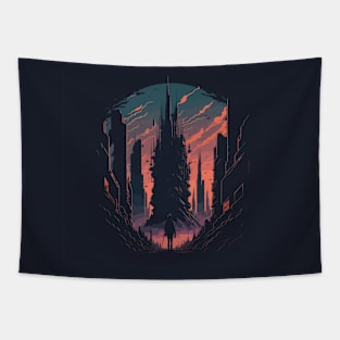 Cyberpunk Ruins Tapestry