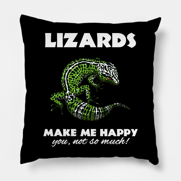 Lizards Make Me Happy Pillow by underheaven