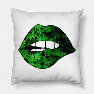 Funny Sexy Lips Cannabis Marijuana Pillow