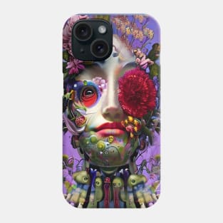 Stunning Art Beautiful Flowers Surreal Art a Cute Girl Android Robot Roses Phone Case