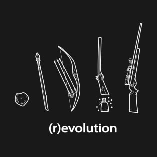 History of Hunting Weapons "(r)evolution" (white) T-Shirt