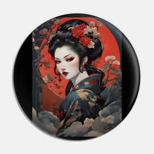 Japanese vampire girl in ukiyo e style Pin