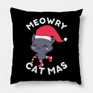 Kawaii Christmas Cat - Meowry Catmas Pillow