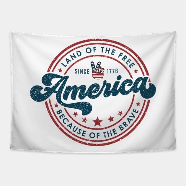 America Land Of The Free Because Of The Brave, 4th of July, Patriotic, Independence Day Tapestry by kumikoatara