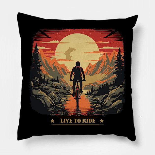 Сycling in the mountains. Live to ride Pillow by DragonDream