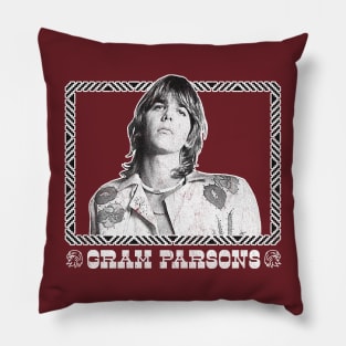 Gram Parsons /\/\/\/ Retro Faded-Style Fan Art Design Pillow