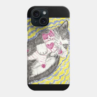 Sleeping kitten cat pink kitty toy Phone Case