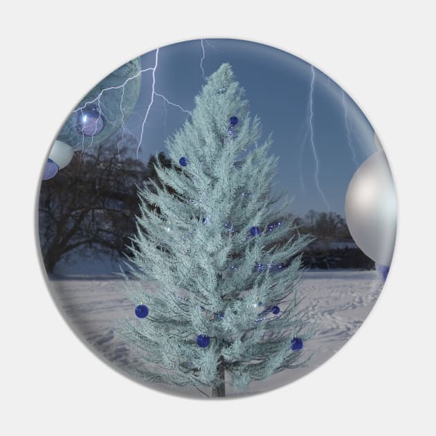 Christmas Tree Surreal Art Pin by MeditativeLook