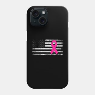 Breast Cancer Awareness Pink Ribbon Classic American Flag Phone Case