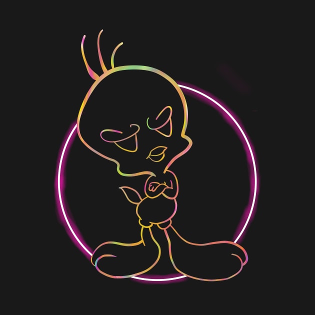 Trippy neon Light bird by Kakescribble