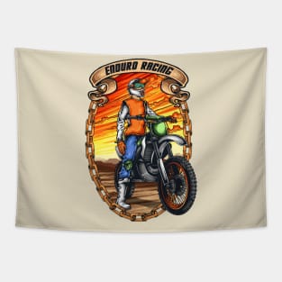 Motocross racer with helmet Tapestry