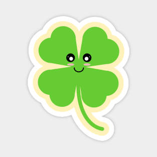 Cute Lucky Shamrock in Yellow Background Magnet