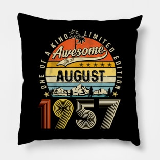 Awesome Since August 1957 Vintage 66th Birthday Pillow