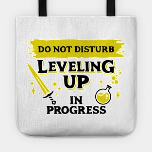 Do Not Disturb Leveling Up In Progress Dark Yellow Label Tote