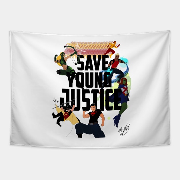 SAVE YOUNG JUSTICE PRINT by YOUNG JUSTICE NEEDS A SEASON 3 Tapestry by Young Justice Needs A Season 3