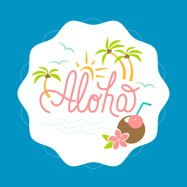 Aloha Hawaiian Palm Trees and Coconut by bluerockproducts