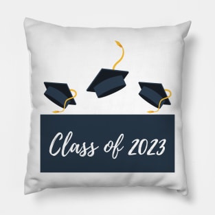 Class Of 2023. Navy, Gold and White Graduation 2022 Design. Pillow