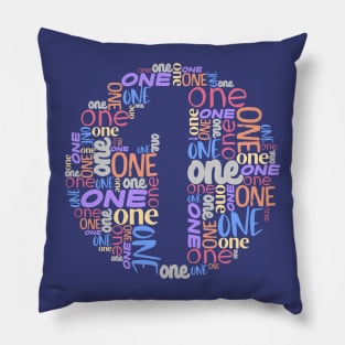 Word collage: ONE (multiple colors) Pillow