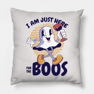 Funny Retro Ghost Cartoon // I'm Just Here for the Boos Pillow