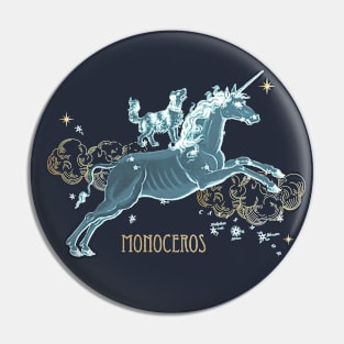 Blue Medieval Unicorn constellation Pin