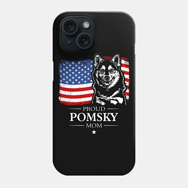 Proud Pomsky Mom American Flag patriotic dog Phone Case by wilsigns