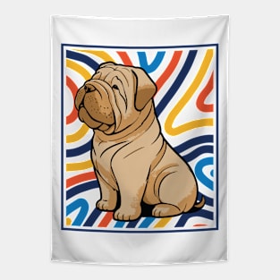 Colorful and Cute Shar Pei Puppy Tapestry