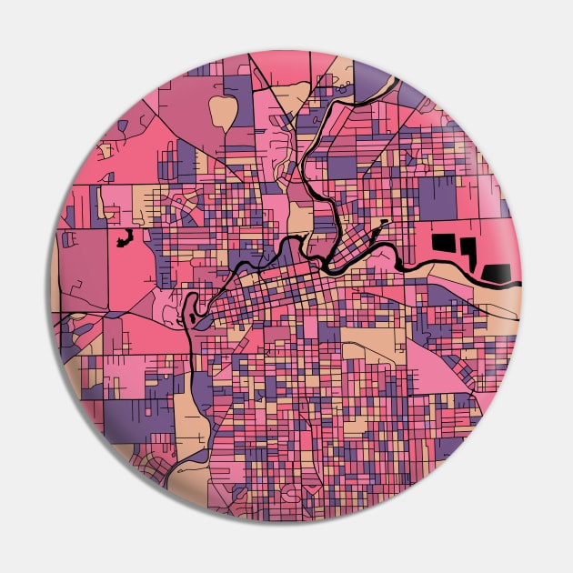 Fort Wayne Map Pattern in Purple & Pink Pin by PatternMaps