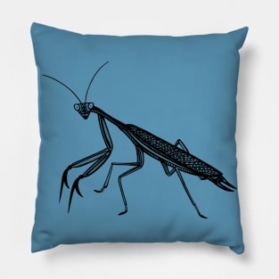 Praying Mantis - hand drawn detailed insect design Pillow