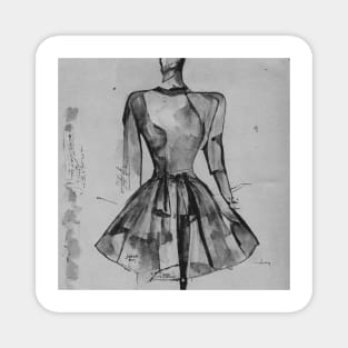 Gray Fashion Sketch Watercolor Magnet