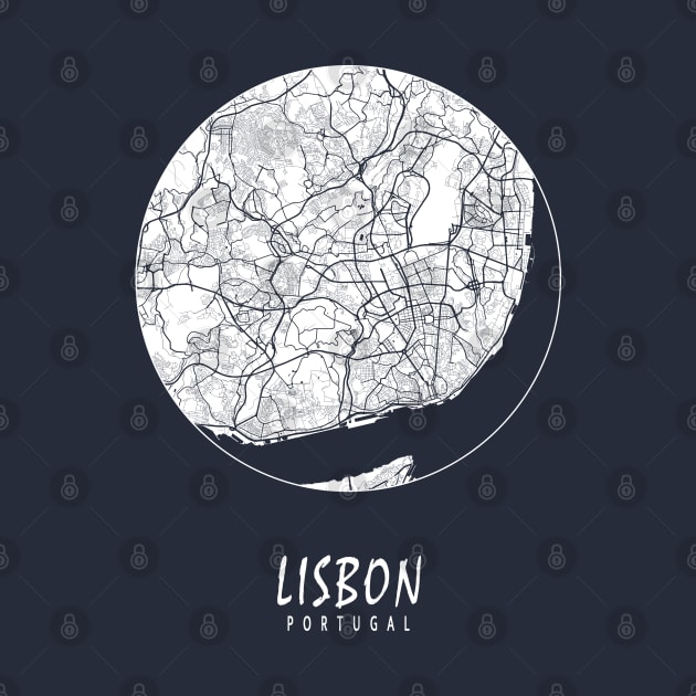 Lisbon, Portugal City Map - Full Moon by deMAP Studio