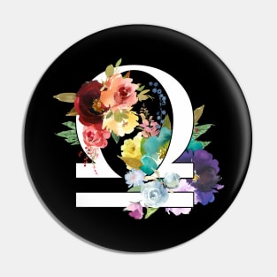 Libra Horoscope Zodiac Rainbow Flowers Design Pin