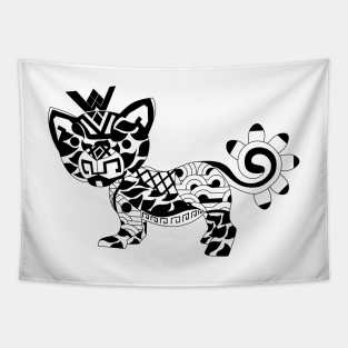 mexican cougar panther ecopop in totonac crown art patterns Tapestry