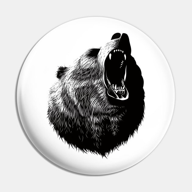 Roaring Bear (white) Pin by zoneo