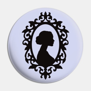 Dark Academia Victorian Woman Profile Silhouette Frame Pin