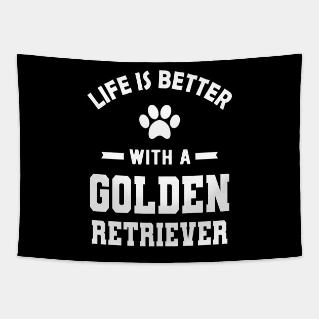 Golden Retriever - Life is better with a golden retriever Tapestry by KC Happy Shop