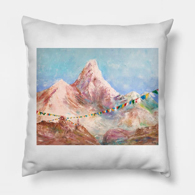 Prayer Flags of Himalayas Pillow by NataliaShchip