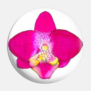 Orchid in Fuchsia and Yellow Pin