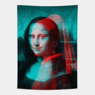 Monna Lisa with a Pearl Earring Interactive Red&Blue Filter Tapestry
