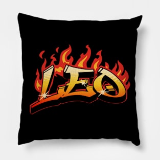 Leo Zodiac Retro Flames Birthday Pillow