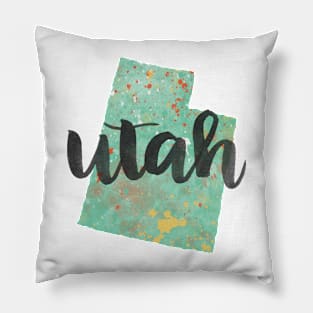 utah - calligraphy and abstract state outline Pillow