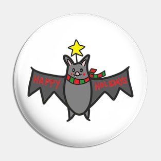 Happy Holidays Bat Pin