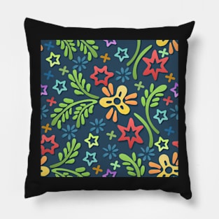 Colorful Doodle Floral Seamless pattern. Vector illustration. Pillow