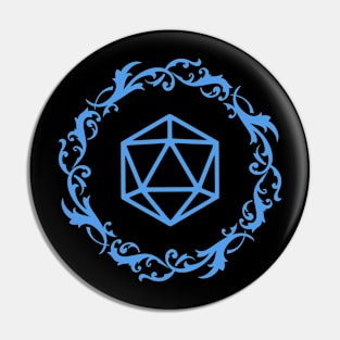 Magical Polyhedral D20 Dice Blue Tabletop RPG Pin