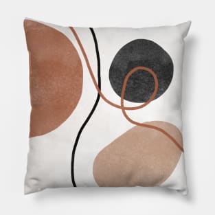 Abstract Freeform Shapes - Brown and Black Pillow