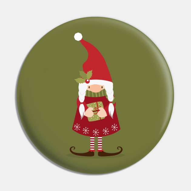 Mrs Gnome With Gift Pin by JunkyDotCom