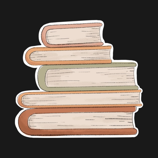 Cozy Stack of Books Illustration by emmalouvideos