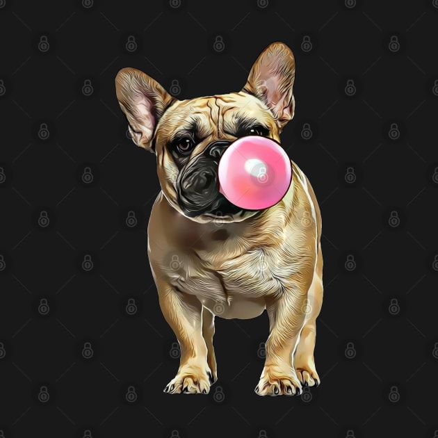 French bulldog lovers, sweet frenchie with pink bubblegum by Collagedream