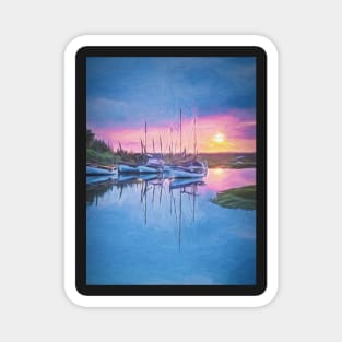 Sunset at Blakeney a Digital Painting Magnet