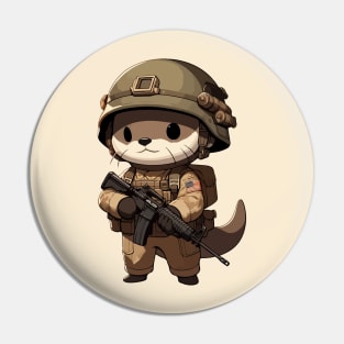 Kawaii Otter Soldier Pin
