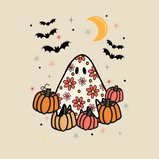 Flower ghost, cute ghost, spooky season, Halloween shirt, girly ghost by Netmagic